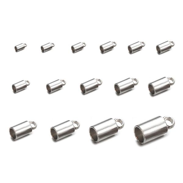 50 PZ 15 Formati Catena Cord Crimp end Beads Secchio in acciaio inossidabile Cord Crimp End Caps Elementi di fissaggio per gioielli Fai da te Accessori 3214