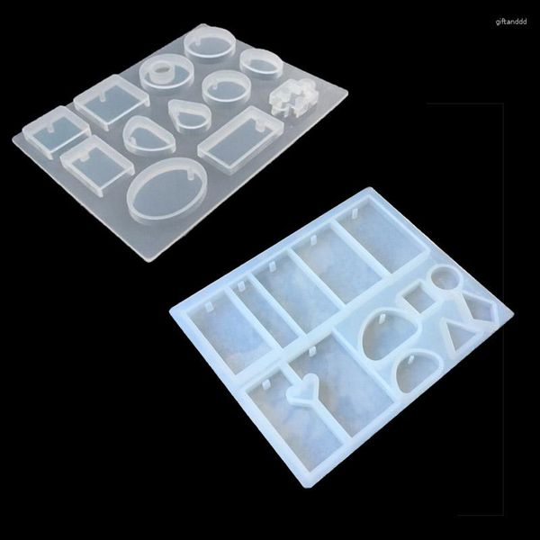 Moldes de cozimento Desenhos multicelulares Cabochão Silicone Molde Colar Pingente Resina Molde para fazer joias Artesanato manual DIY