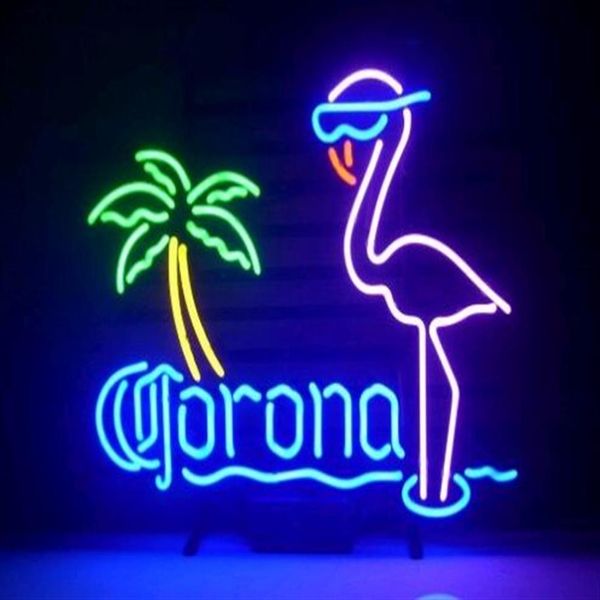 Знак неоновой светильники светодиодный знак Corona Light Neon Beer Bar Знаки Знаки настоящего стеклянного пива неонового света 43 см 35см308L