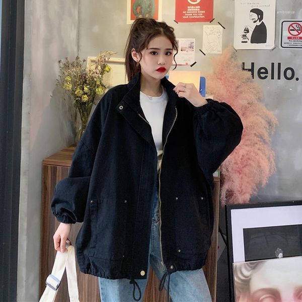 Женские траншевые пальто 2023 Женская куртка весенняя осень корейская версия свободная шнурка для шнурки в средней длине
