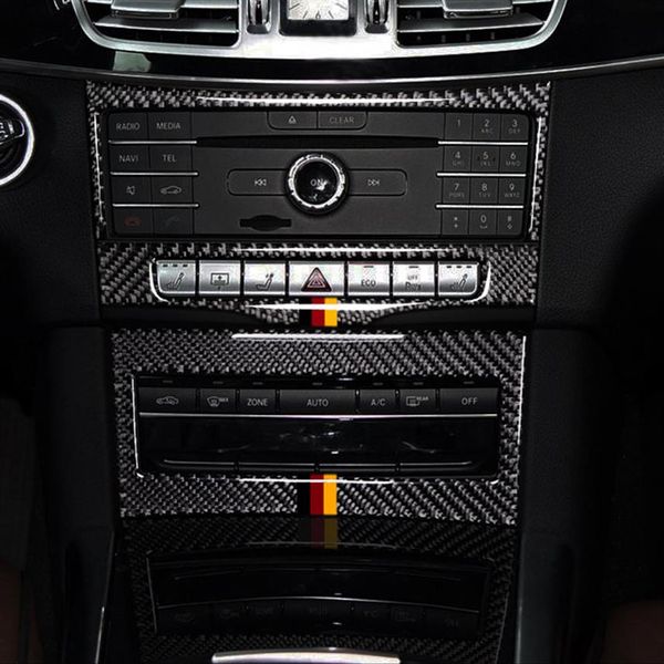 Carro controle central ar condicionado cd painel decoração capa guarnição fibra de carbono para mercedes benz classe e w212 2014-15267j