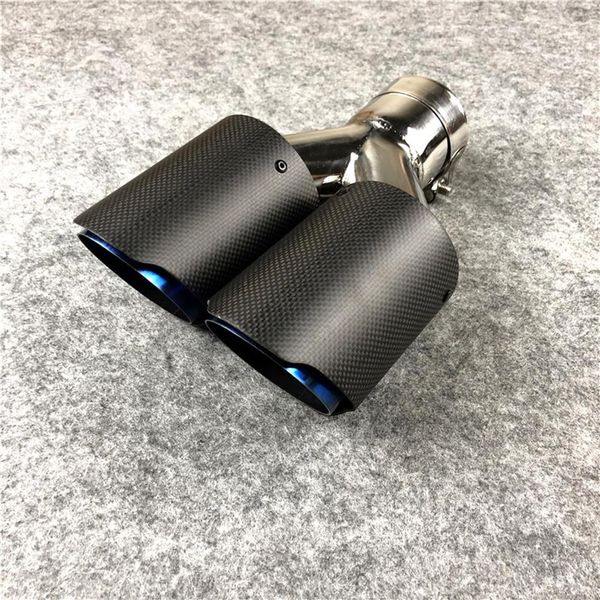 1 pezzo Y modello opaco grigliato blu tubo di scarico auto universale in acciaio inox Akrapovic ugelli in fibra di carbonio punta del silenziatore241N