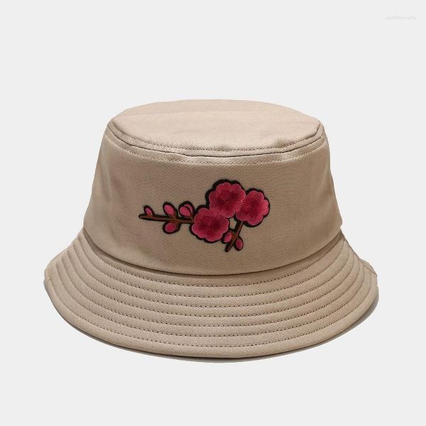 Berretti Cappello da pescatore Donna Uomo Fiore Ricamo Estate Sole Spiaggia Hip Hop Pesca all'aperto Accessorio per berretto traspirante