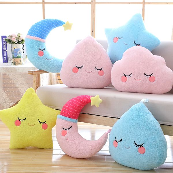 Cuscini di peluche Cuscini carino serie cielo peluche giocattoli per bambini farciti morbido cartone animato nuvola acqua luna stella peluche cuscino cuscino del divano per bambini regalo di compleanno 230720