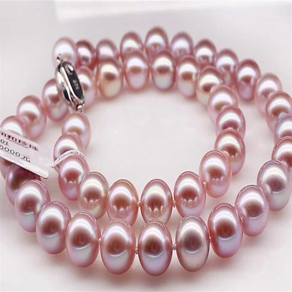 NEUER FEINER PERLENSCHMUCK Feine 10-11 mm natürliche rosafarbene Perlenkette aus der australischen Südsee, 18 Zoll, Silber250a