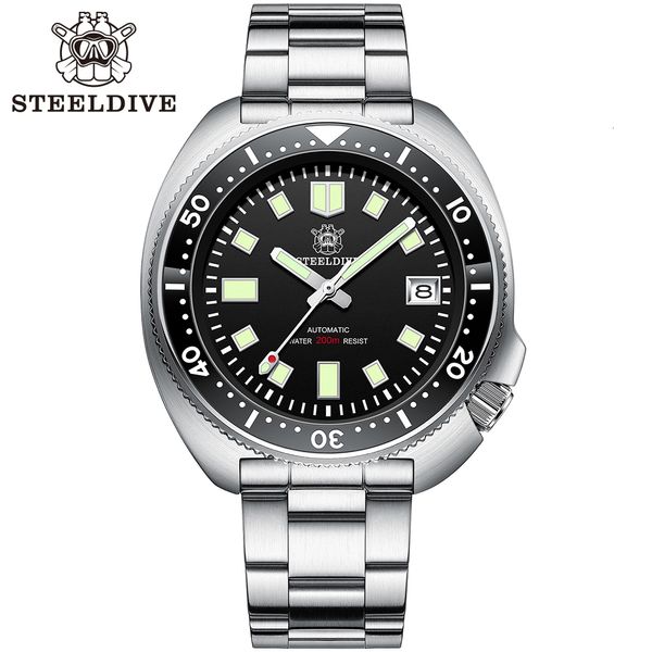 Relógios de pulso SD1970 Steeldive marca 200M vidro de safira à prova d'água 44MM masculino NH35 relógio de mergulho com bisel de cerâmica 230719