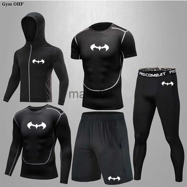 Fatos de treino masculinos Super-heróis Ternos esportivos de compressão Agasalho de ginástica Roupas de ginástica para corrida Conjuntos de corrida Esportes Calças justas de treinamento J230720