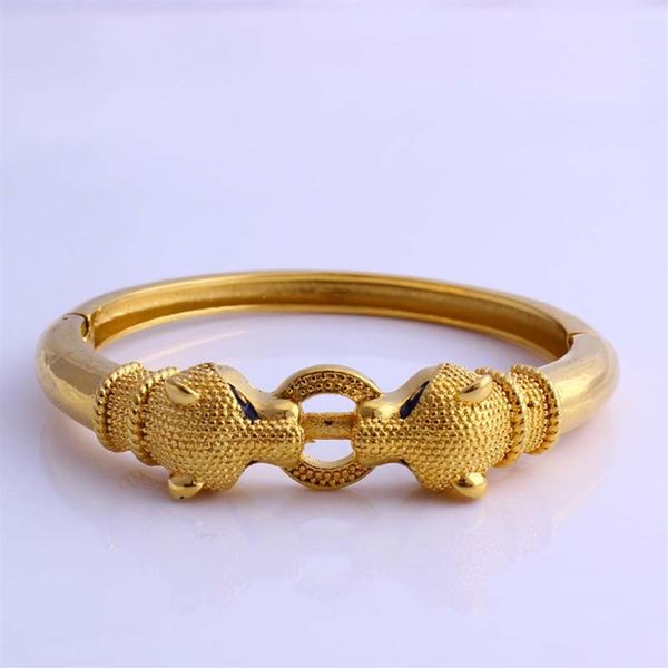 Bracciale Fansheng ad alta quantità Fascino leopardato Braccialetti in oro giallo massiccio G F per gioielli da uomo donna regalo etiope africano292s