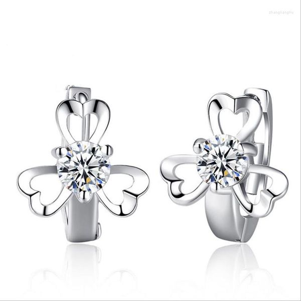 Brincos de argola Everoyal Fashion Prata esterlina 925 para mulheres Acessórios Charm Zircon Flower Lady Girl