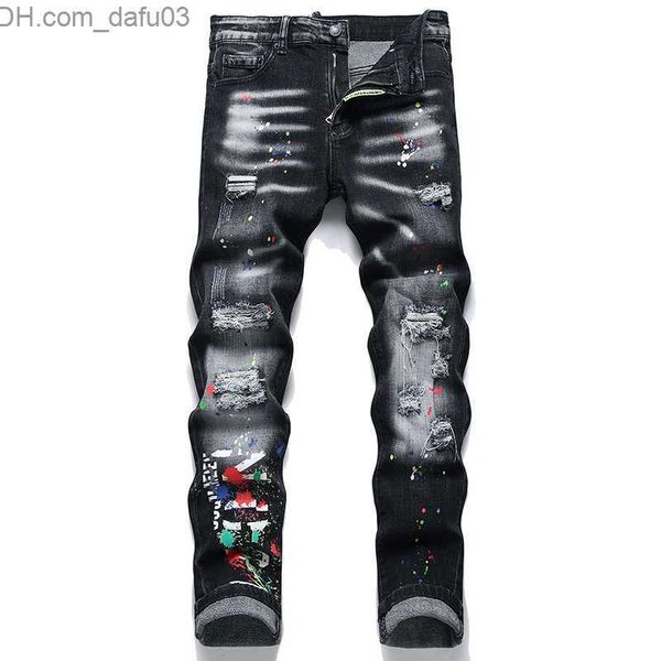 Jeans da uomo Jeans firmati Pantaloni da uomo Pantaloni di lino Hip Hop Jeans da uomo Distressed Strappato Biker Slim Fit Moto Denim per uomo Z230720