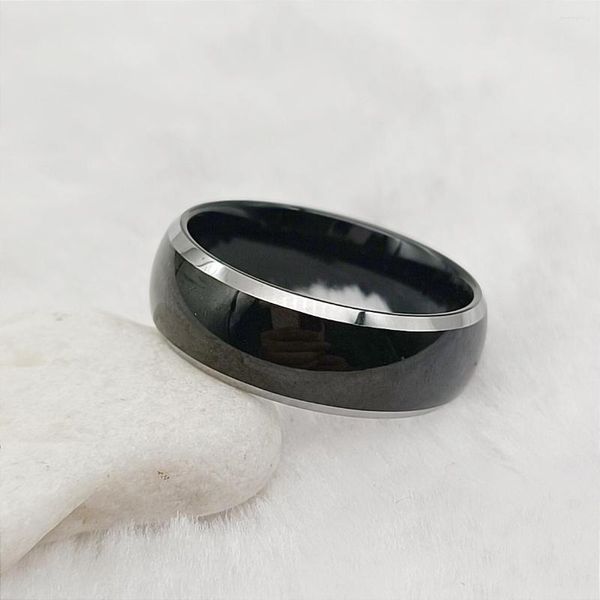 Alianças de casamento anel de carboneto de tungstênio real masculino de alta qualidade preto jóias de moda amante casais para homens e mulheres