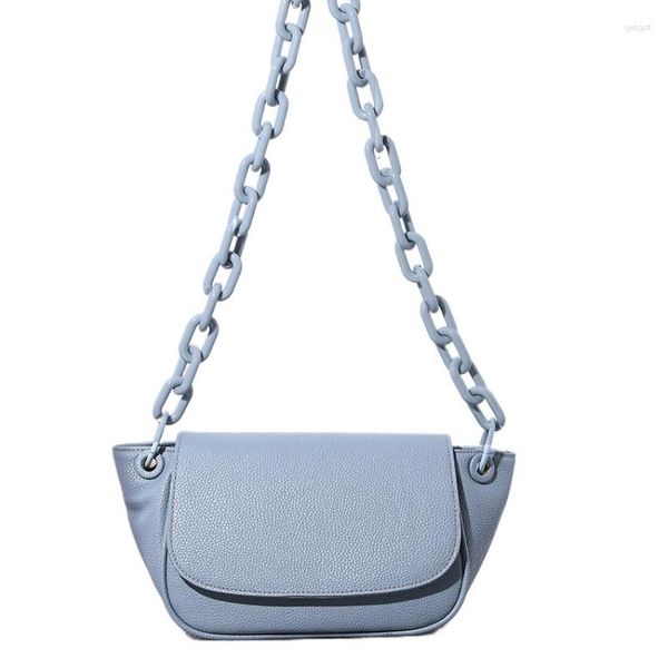 Abendtaschen Himmelblaue Schulter mit großer Arylic-Kette 2023 Modedesigner Damen Umhängetasche Handtasche Echtes Kuhleder Freizeit