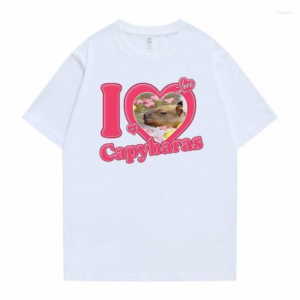 T-shirt da uomo I Love Capybaras Stampa Uomo Donna Moda Casual T-shirt allentata Girocollo Hip Hop Uomo Divertente Tshirt Tee Shirt Cute Streetwear