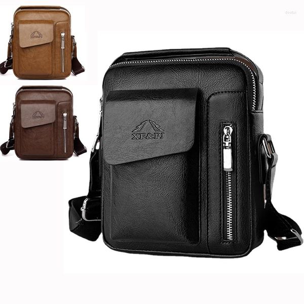 Mochila escolar masculina moda antifurto couro PU comercial à prova d'água bolsa de ombro bolsa tiracolo bolsa mensageiro pacote de viagem curta para homens