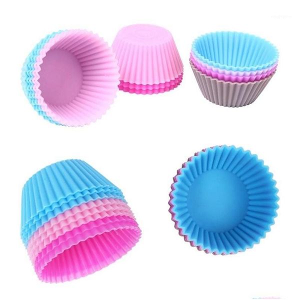 Piatti da forno Padelle All'ingrosso- 6Pcs Stampo per torta Sile Muffin Cupcake Pan Forma per cuocere dessert Strumenti per decorare Bakeware Cucina Sala da pranzo Dhumr