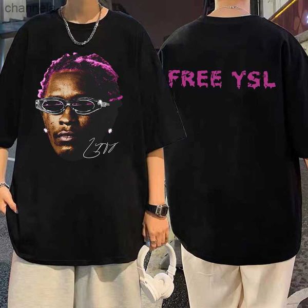 T-shirt da uomo Rapper Concert Young Thug Thugger Slime Season T Shirt Pink Rare Hip Hop Graphic Tshirt da uomo T-shirt oversize da uomo Rap Tees T231012