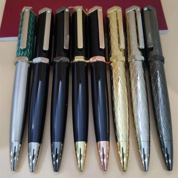 GIFTPEN Canetas de luxo com caixa côncava treliça Suporte para caneta esferográfica ouro 7 bordas tampa em forma de caneta clipe de caneta decorado e safira French278C