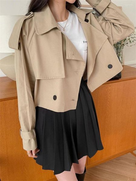 Trench da donna Alien Kitty Chic Khaki Donna Classic Loose High Street Slim Mujer Fashion Normcore Office Lady Full Sleeve Vintage