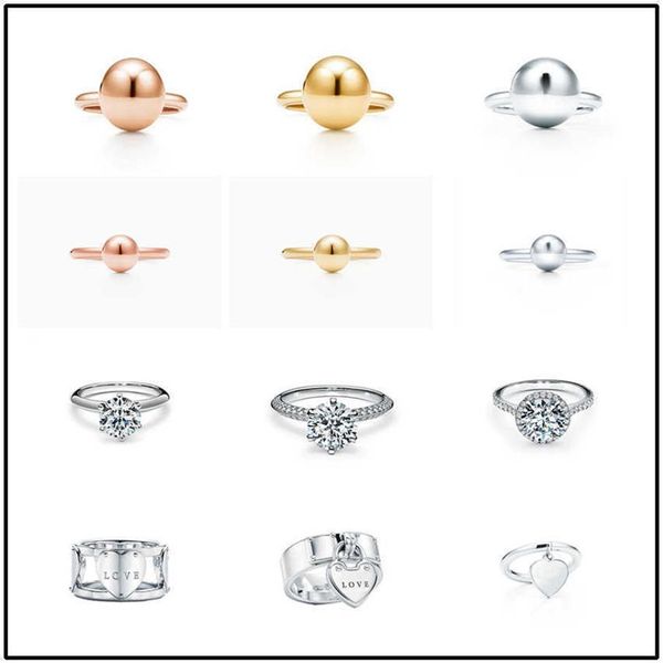 925 joias de contas de prata TFF masculinas conjunto de anéis de dedo médio série feminina feminina moda masculina conjunto de joias bonitas anéis de ouro para Q02364