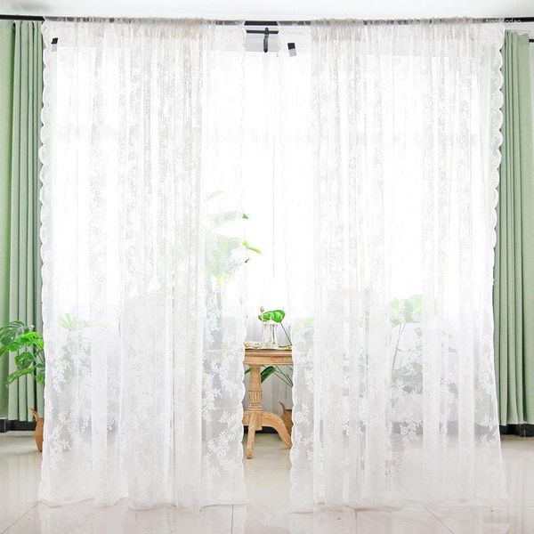 Tenda Tende da finestra in pizzo bianco Stile pastorale Ragazza Principessa Porta romantica Tulle Garza Soggiorno Camera da letto Decorazioni per la casa