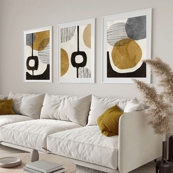 Pinturas Mid Century Moderna Abstrata Linha Geométrica Wall Art Posters Pintura em Lona Imprimir Fotos Sala de Estar Decoração de Casa Interior 230719