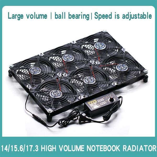 Almofadas de resfriamento para laptop Velocidade ajustável Super Air Volume 14 15 6 17 3in Game Book Base para notebook Ventilador Suporte do radiador 6 Turbo Heat Dis334f