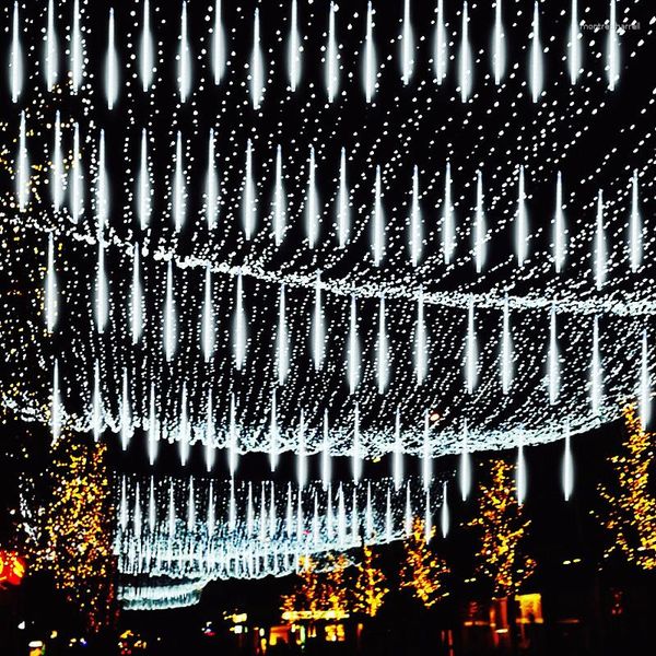 Strings Solar 8 Tubi Impermeabile Pioggia di meteoriti Pioggia LED String Lights Decorazione natalizia per esterni per giardino fatato albero domestico