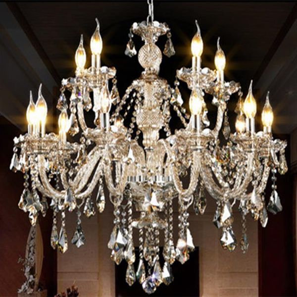 Lustre de cristal antigo Led Cognac E14 lâmpada led castiçal pingente luzes grande luxo el villa led trocando lâmpada la2644