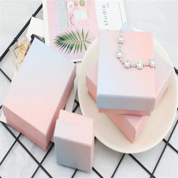 New ins Fashion Pink Blue Gradient Jewelry Packing Box Ring Collana Bracciale Ricezione regalo Scatola di imballaggio multiuso WL665258R