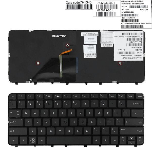 NUOVA tastiera inglese per laptop PER HP Folio 13 13-1000 13-2000 Tastiera con cornice lucida US retroilluminata 673656-001 Tastiera per riparazione laptop USA229C