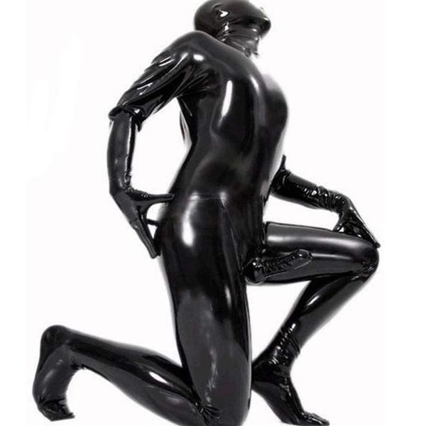 Erkek G-Strings Erkekler Erkek Lateks Pvc Catsuit Plus Boyut 3xl Seksi Wetlook Faux Deri Deri Gece Kulübü Tam Bodysuit Gay Fetiş Erotik281i