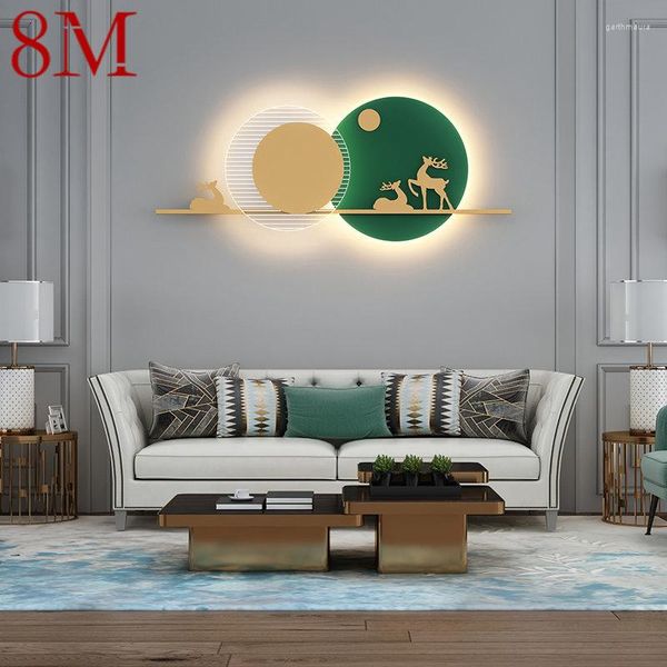 Lámparas de pared 8M Lámpara de imagen verde contemporánea LED 3 colores Creative Deer Landscape Sconce Lighting para el hogar Sala de estar Dormitorio