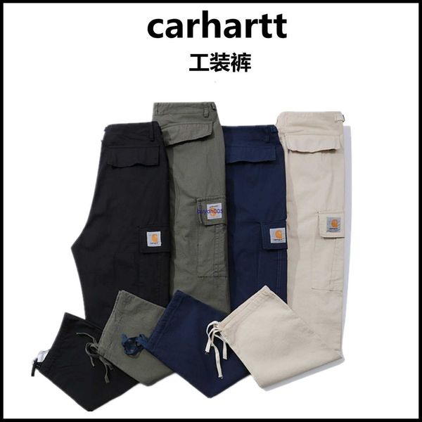 Calça masculina marca de moda carhart outono e inverno novo estilo a mixagem de água de lavagem de água reta de tubo reto mix de bolso grande de bolso grande 5q2a