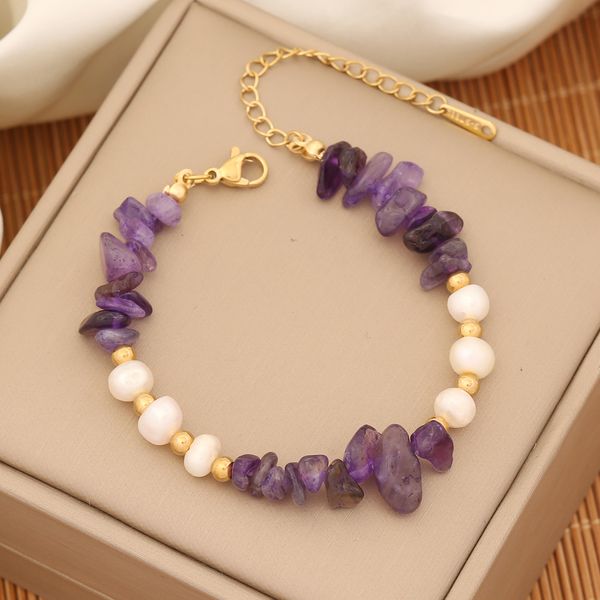 Modisches weißes Perlen-Naturstein-Perlenarmband, Schmuck für Frauen, Geschenk