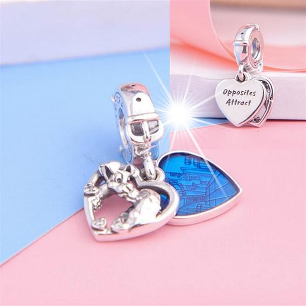 2020 neue S925 Sterling Silber Lady and the Tramp Heart Dangle Charm Bead passend für europäische Pandora-Schmuckarmbänder Halsketten Penda1886