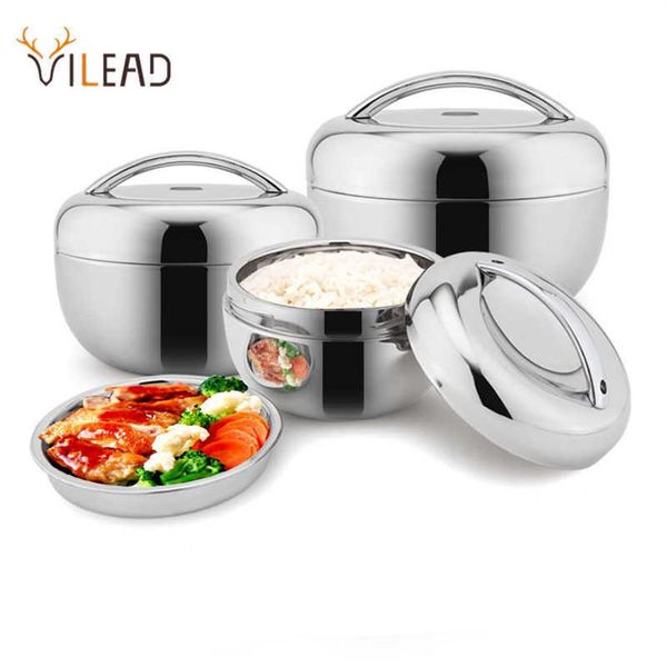 VILEAD Edelstahl-Lunchbox für Kinder, Lebensmittelbehälter, Griff, wärmespeichernde Wärmedämmschale, tragbare Picknick-Bento 21070247J