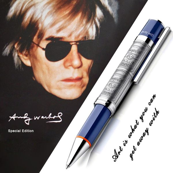 PURE PEARL Andy Warhol Klassischer Kugelschreiber mit Reliefs, glattes Schreibgefühl, luxuriöses Geschenkbox-Set für Schul- und Bürobedarf, Geschenknachfüllungen 2015