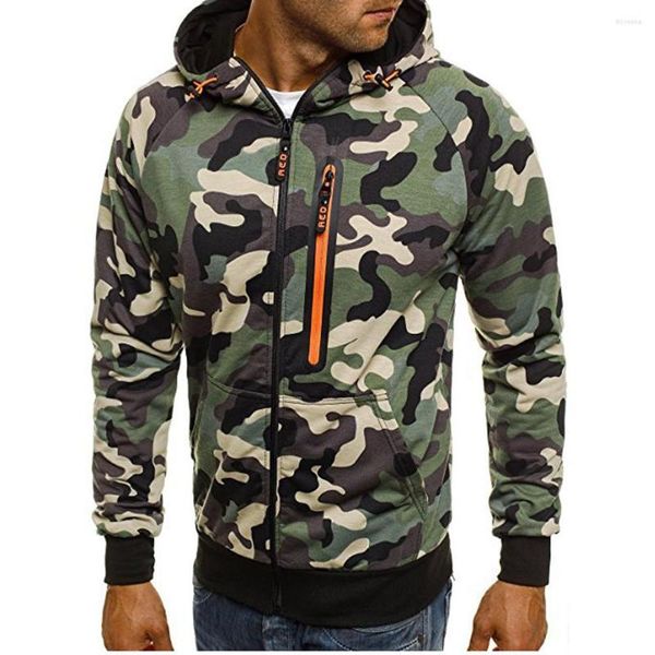 Herren Hoodies Herren Camouflage Reißverschluss Pullover Langarm Kapuzenpullover Einfarbige Sweatshirts Unisex Dünner Kapuzenpullover Herren Fleece