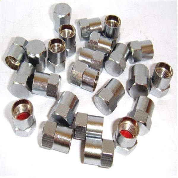 500 pz / lotto Half Hex Metal Tappi valvola pneumatici di alta qualità Copri stelo valvola pneumatici per auto Ottone Finitura cromata 8V1 Fili Whole335i