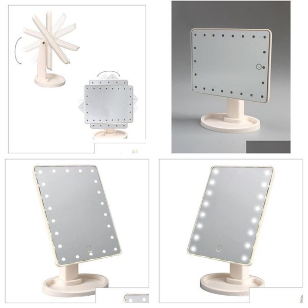 Specchi Led Touch Sn Specchio per trucco Professionale Vanity con 16/22 luci Salute Bellezza Piano di lavoro regolabile 180 Rotante C421 Drop Dhlox