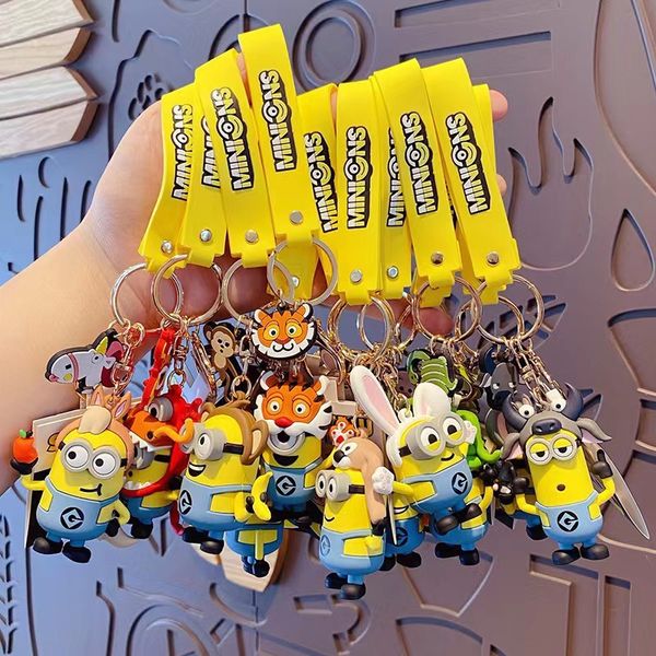 Cartoon Little Yellow Man Zodiac Schlüsselkette Kreativität Exquisit und niedlicher Tropfen Kleber Schlüsselketten -Ring -Paar Schultasche Anhänger