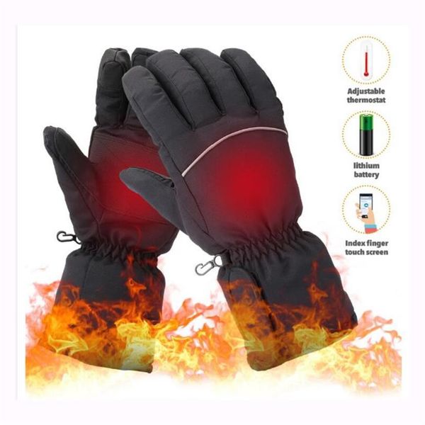 Beheizte Handschuhe Warme Wiederaufladbare Elektrische Batterie Touchscreen Winter Thermische Ski Radfahren Fäustlinge Outdoor Klettern216Y