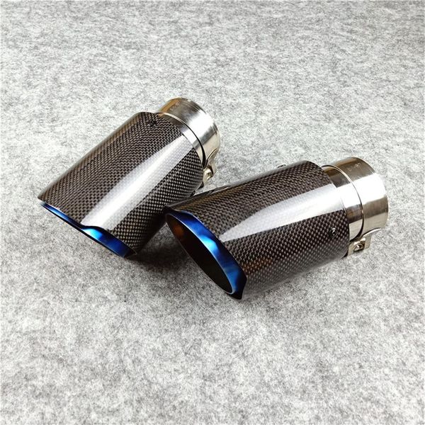 Acciaio inossidabile blu per punte di marmitta di scarico Akrapovic universali Auto Carbon Car Cover Styling2pcs2973