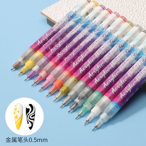 Smalto per unghie 12pcsset Art Drawing Pen Color tick pen DIY French Waterproof Line Detail Motivo floreale Strumenti per manicure 230719