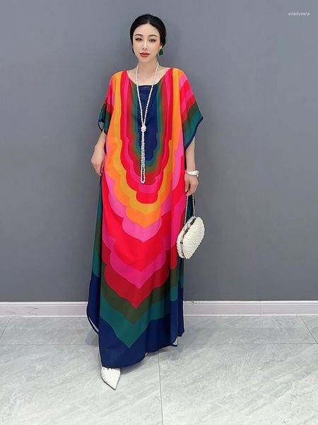 Vestidos casuais SuperAen verão 2023 moda coreana solta combinando cores estampada vestido maxi feminino tamanho grande