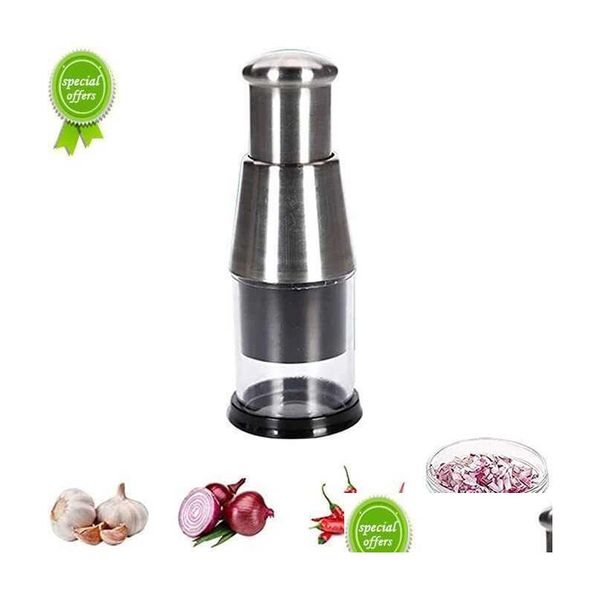 Altro Giardino domestico Nuovo 1Pc Coltello schiaffo Acciaio inossidabile 304 Press Chop Aglio Crusher Pomodoro Cipolla Frutta Verdura Gadget da cucina Dr Dhabk