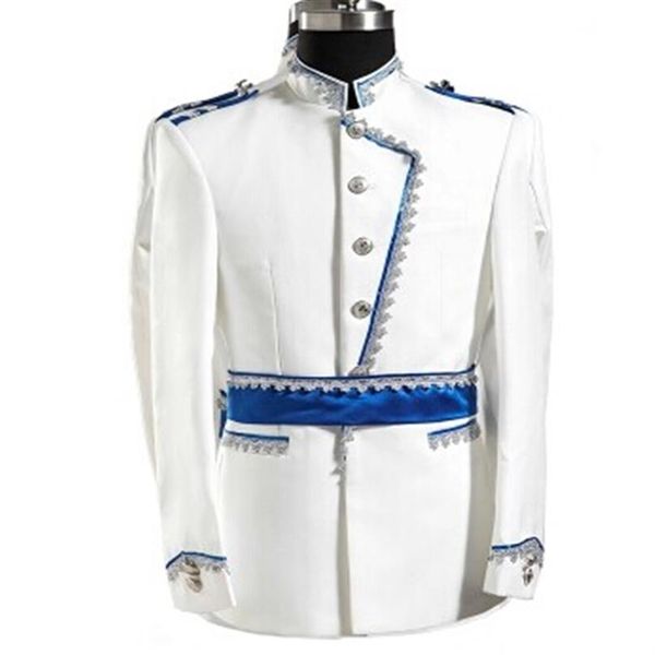 costume d'epoca da uomo principe bianco reale abito medievale spettacolo teatrale principe azzurro fata William guerra civile Colonial Belle st265G