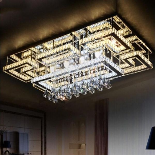 Plafoniera moderna di lusso a LED in cristallo Plafoniera quadrata K9 Lampadari a soffitto in cristallo per soggiorno Camera da letto Ristorante Ligh230e
