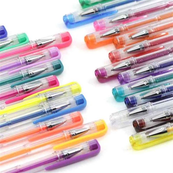 Canetas de gel de 100 cores, canetas coloridas com brilho, marcadores de arte, para diários, desenhos, rabiscos, presentes para crianças, materiais de papelaria escolar, 210246K