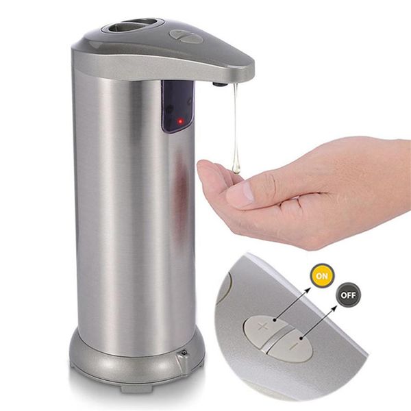 Sensore di movimento a infrarossi automatico touchless Dispenser automatico di sapone liquido per piatti in acciaio inossidabile per cucina bagno Waterpr250v